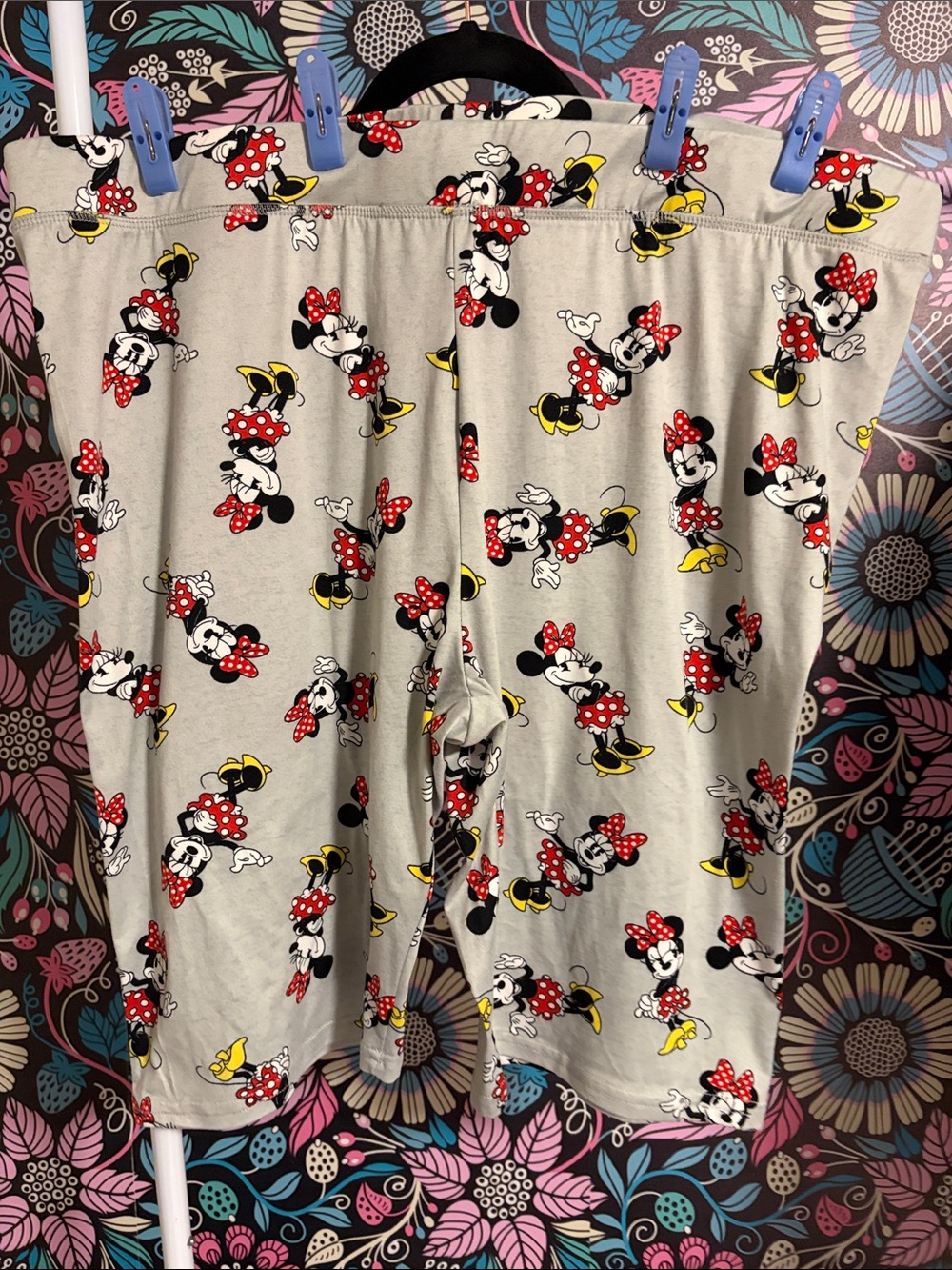 Disney Grey Legging Shorts with Minnie Mouse Print and Red Bows